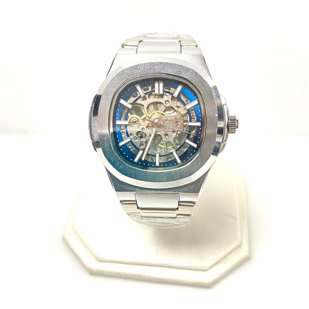 m973 ZEPH Egeo Blue stainless steel skeleton automatic men's wrist watch