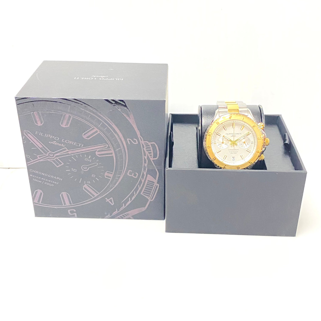 m978 Filippo Loreti Ascari Two Tone White Link Chronograph men wrist watch