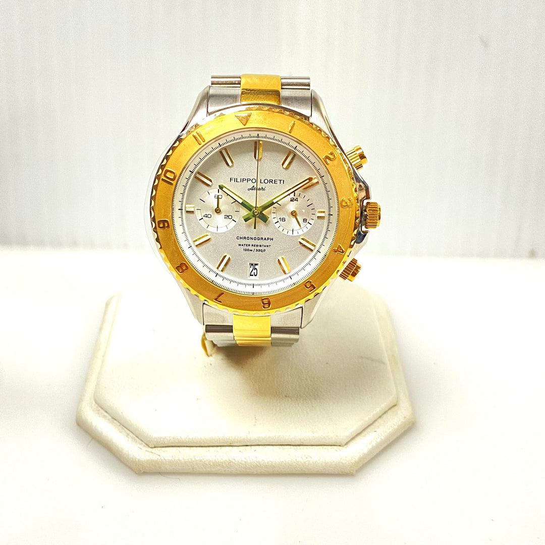 m978 Filippo Loreti Ascari Two Tone White Link Chronograph men wrist watch