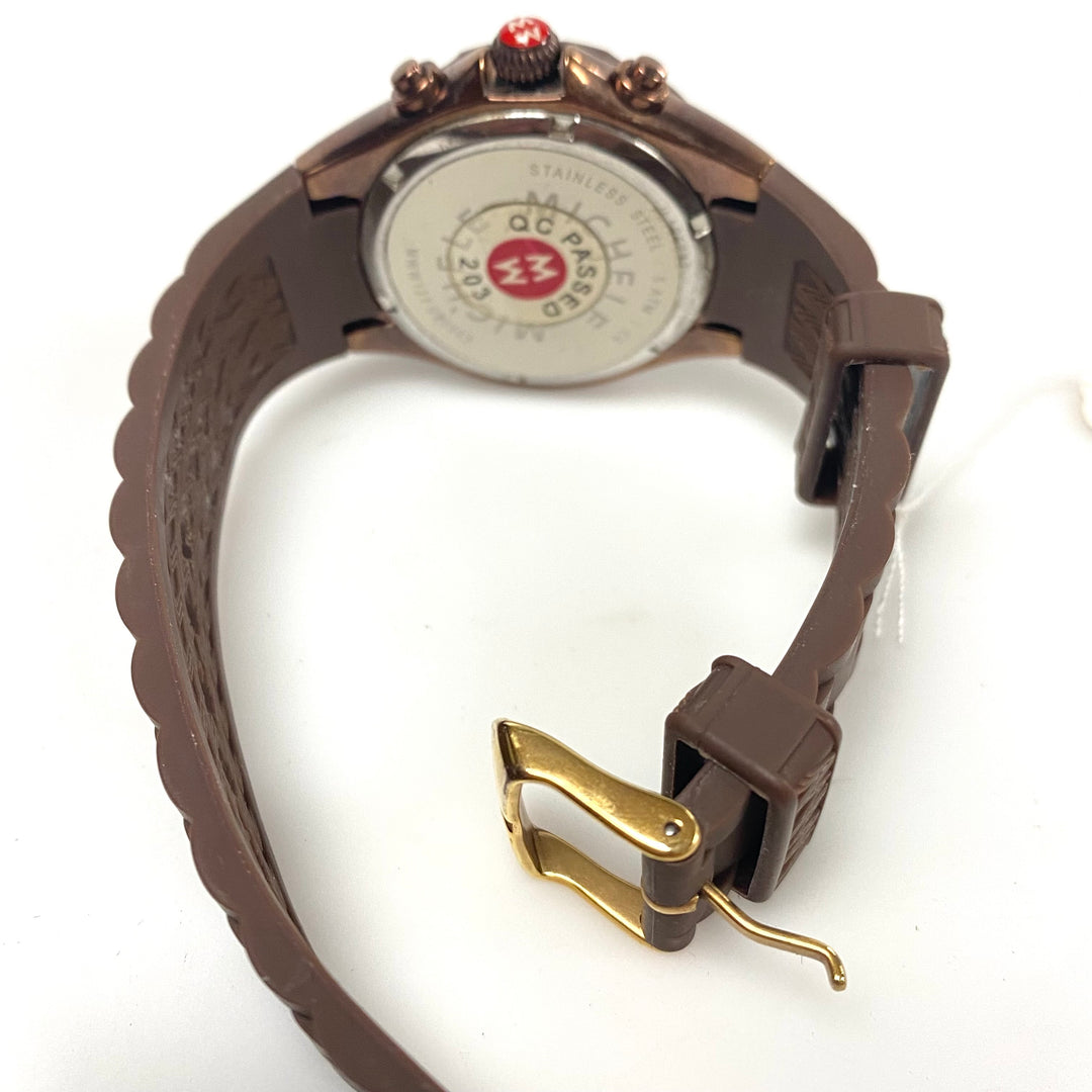 m986 Michele Tahitian Jelly Bean Chronograph Wrist Watch Chocolate Brown Sunray