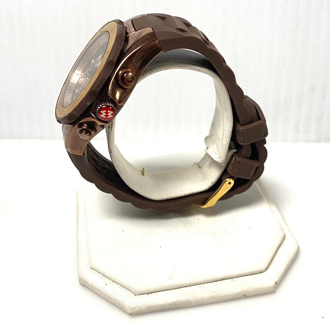 m986 Michele Tahitian Jelly Bean Chronograph Wrist Watch Chocolate Brown Sunray