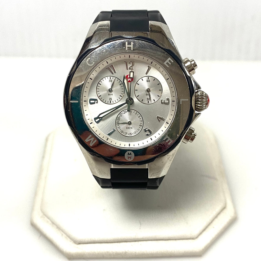m987 Michele Tahitian Jelly Bean Chronograph Wrist Watch Silver Tone Dial