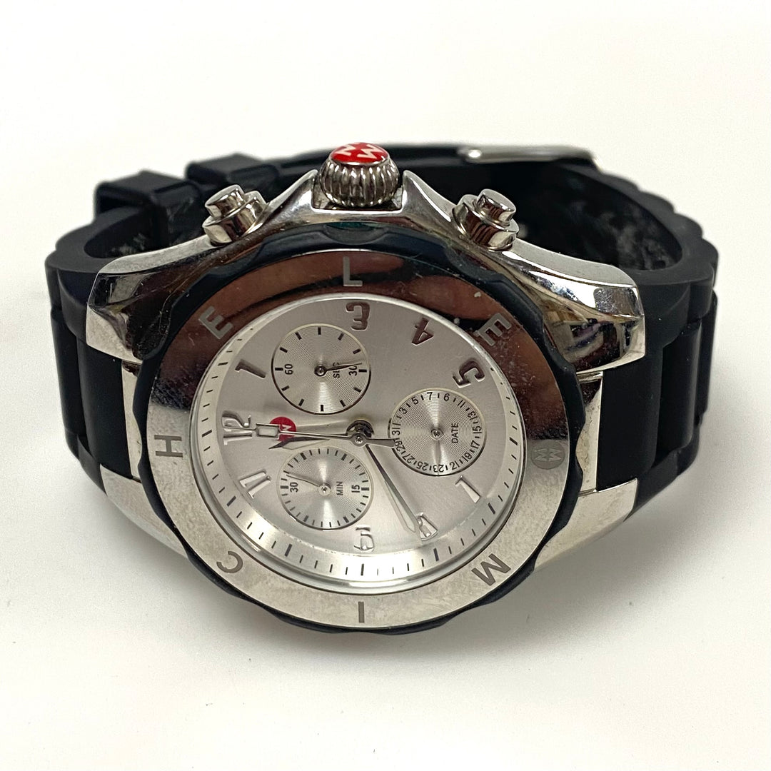 m987 Michele Tahitian Jelly Bean Chronograph Wrist Watch Silver Tone Dial