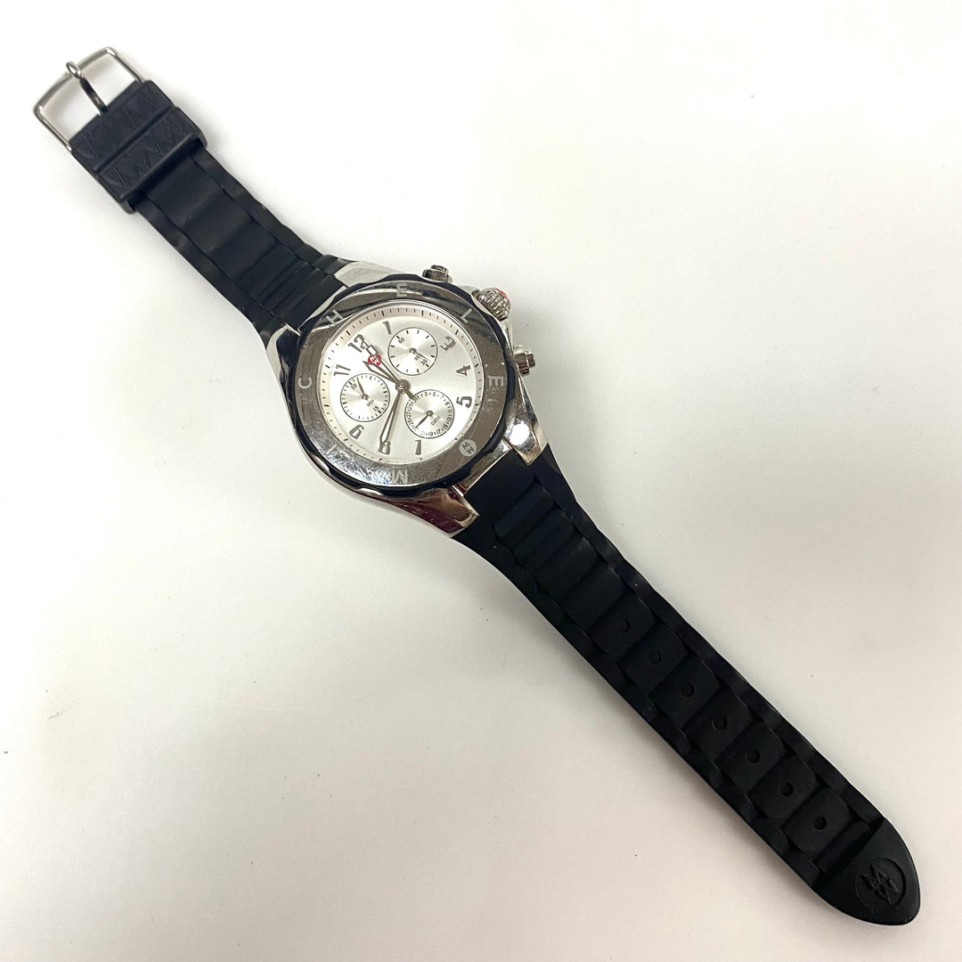 m987 Michele Tahitian Jelly Bean Chronograph Wrist Watch Silver Tone Dial