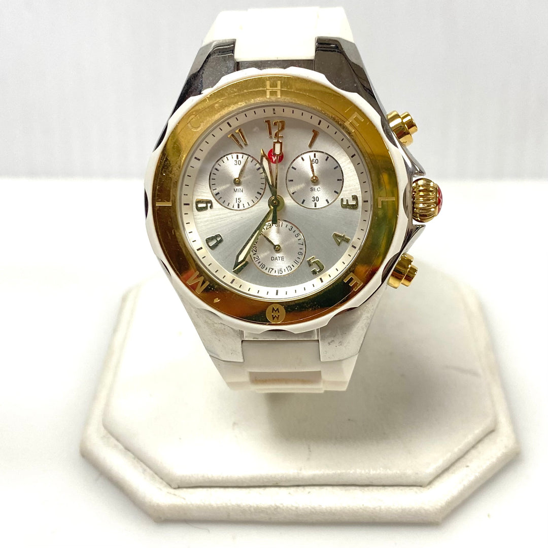 m988 Michele Tahitian Jelly Bean Chronograph Wrist Watch Gold Tone Dial