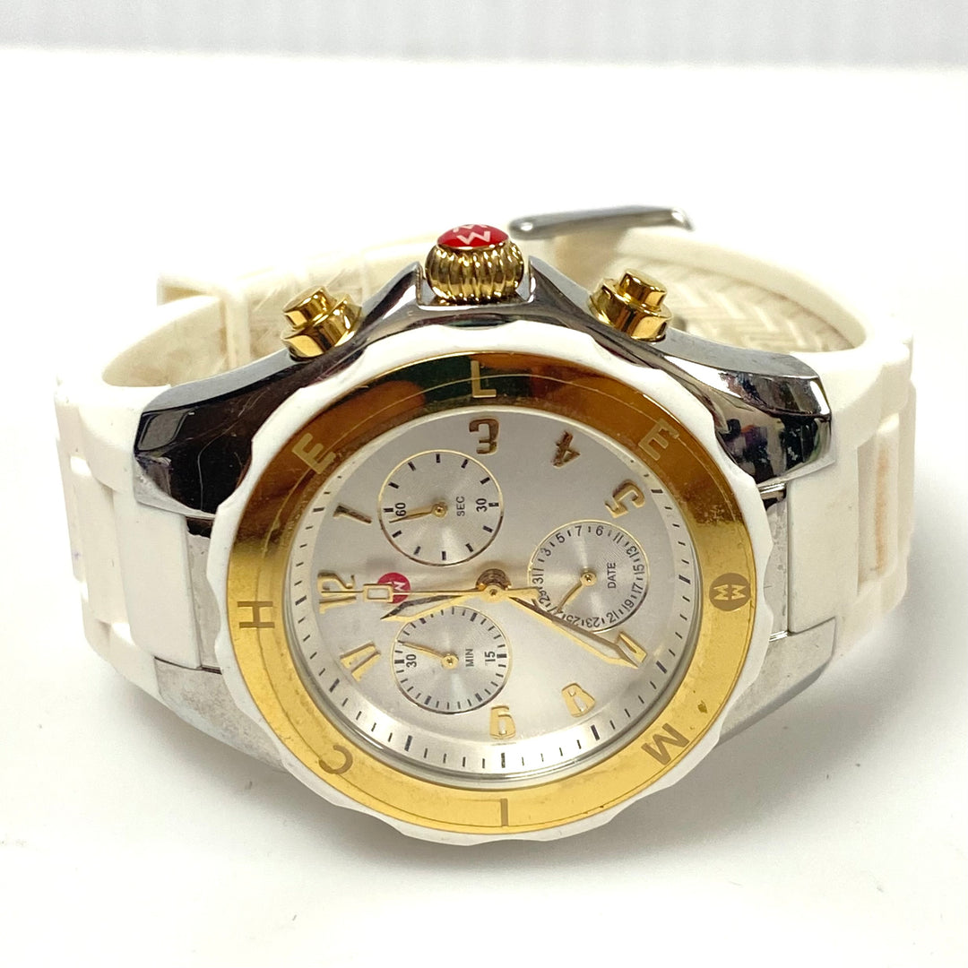 m988 Michele Tahitian Jelly Bean Chronograph Wrist Watch Gold Tone Dial