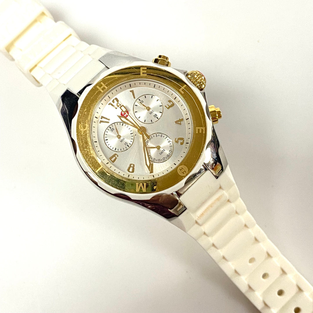 m988 Michele Tahitian Jelly Bean Chronograph Wrist Watch Gold Tone Dial