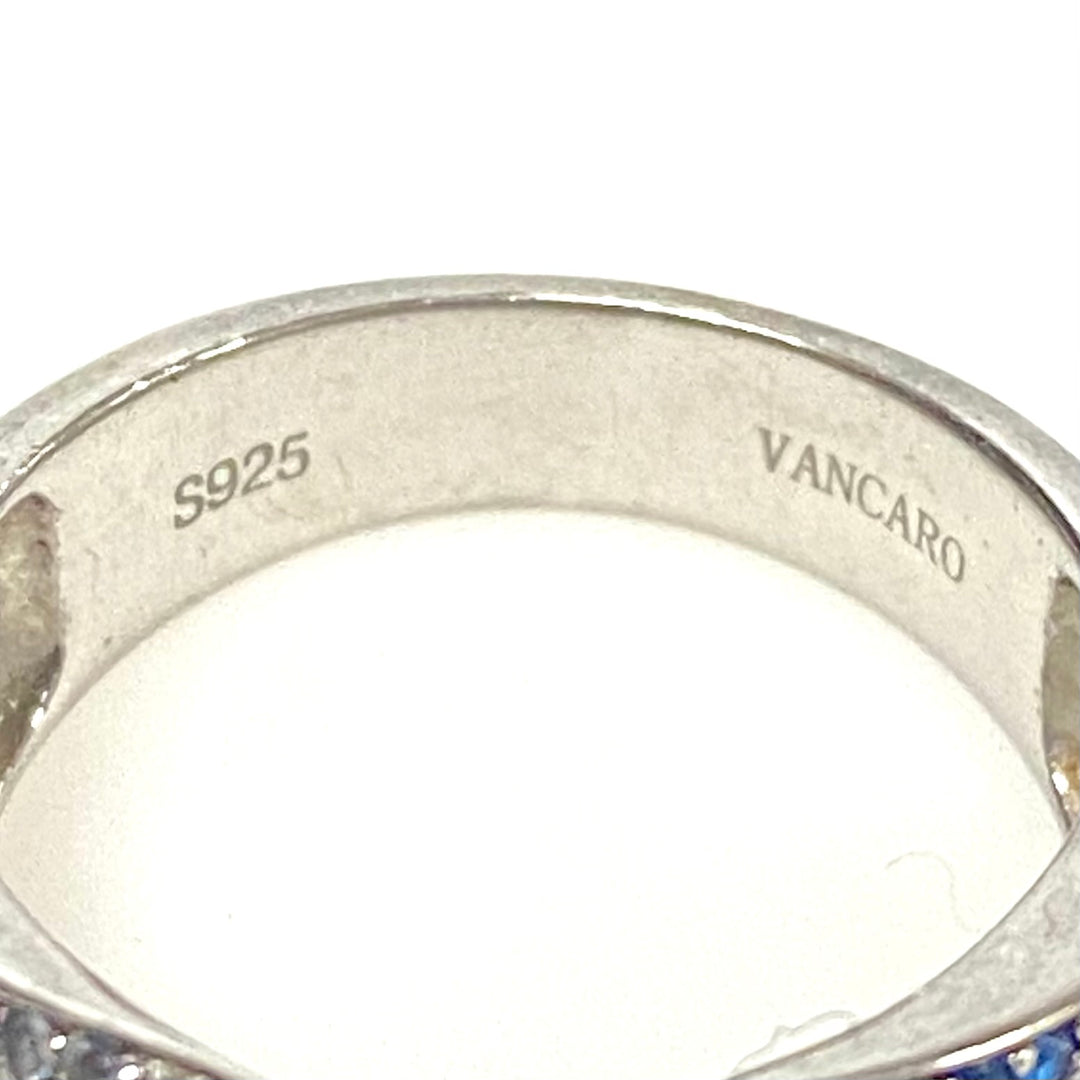 m995 Vintage Vancaro Sterling Oval-cut Blue Center Sapphire Cocktail Ring Size 6