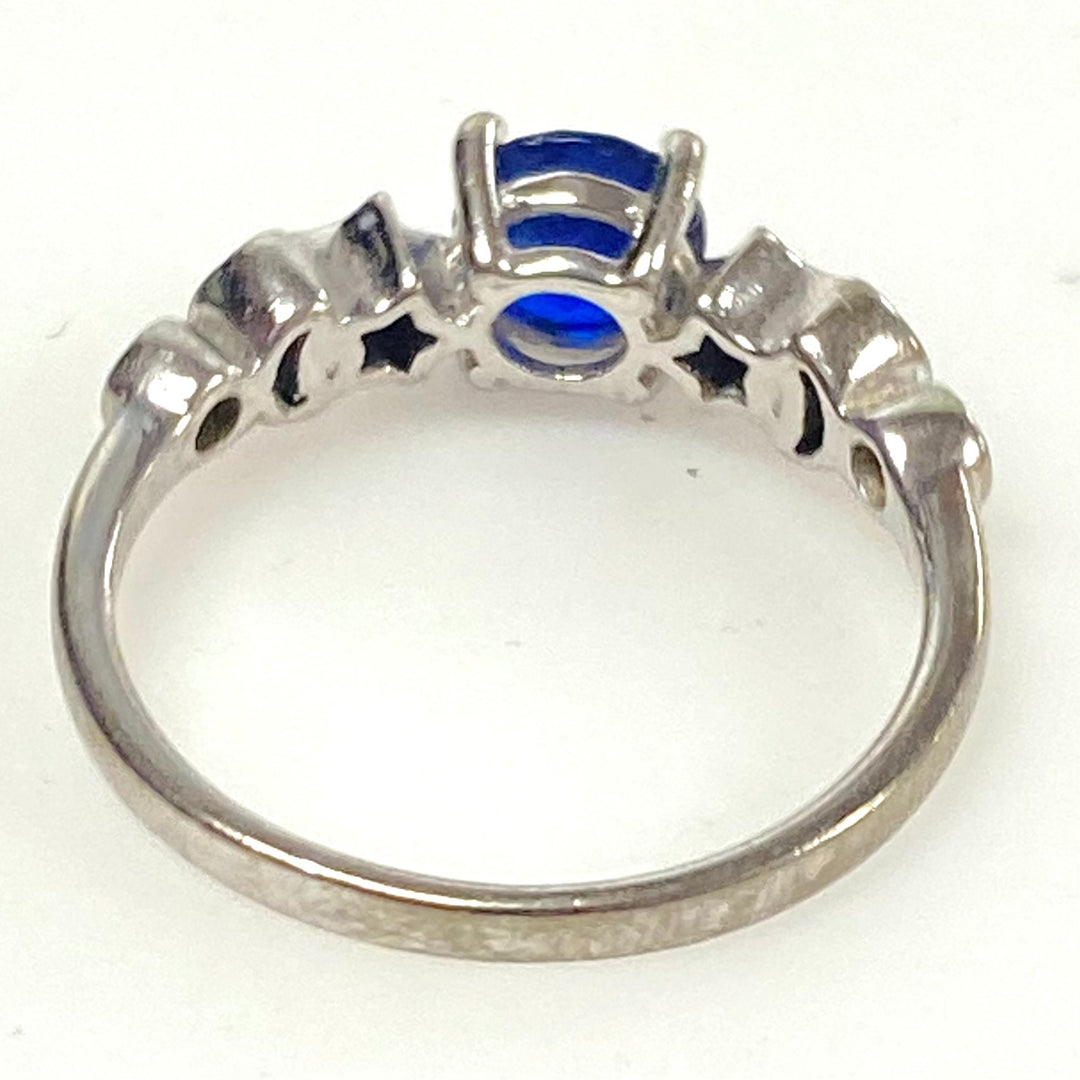 m997 Vintage Sterling Silver Blue Stone Celestial-themed Cocktail Ring Size 7