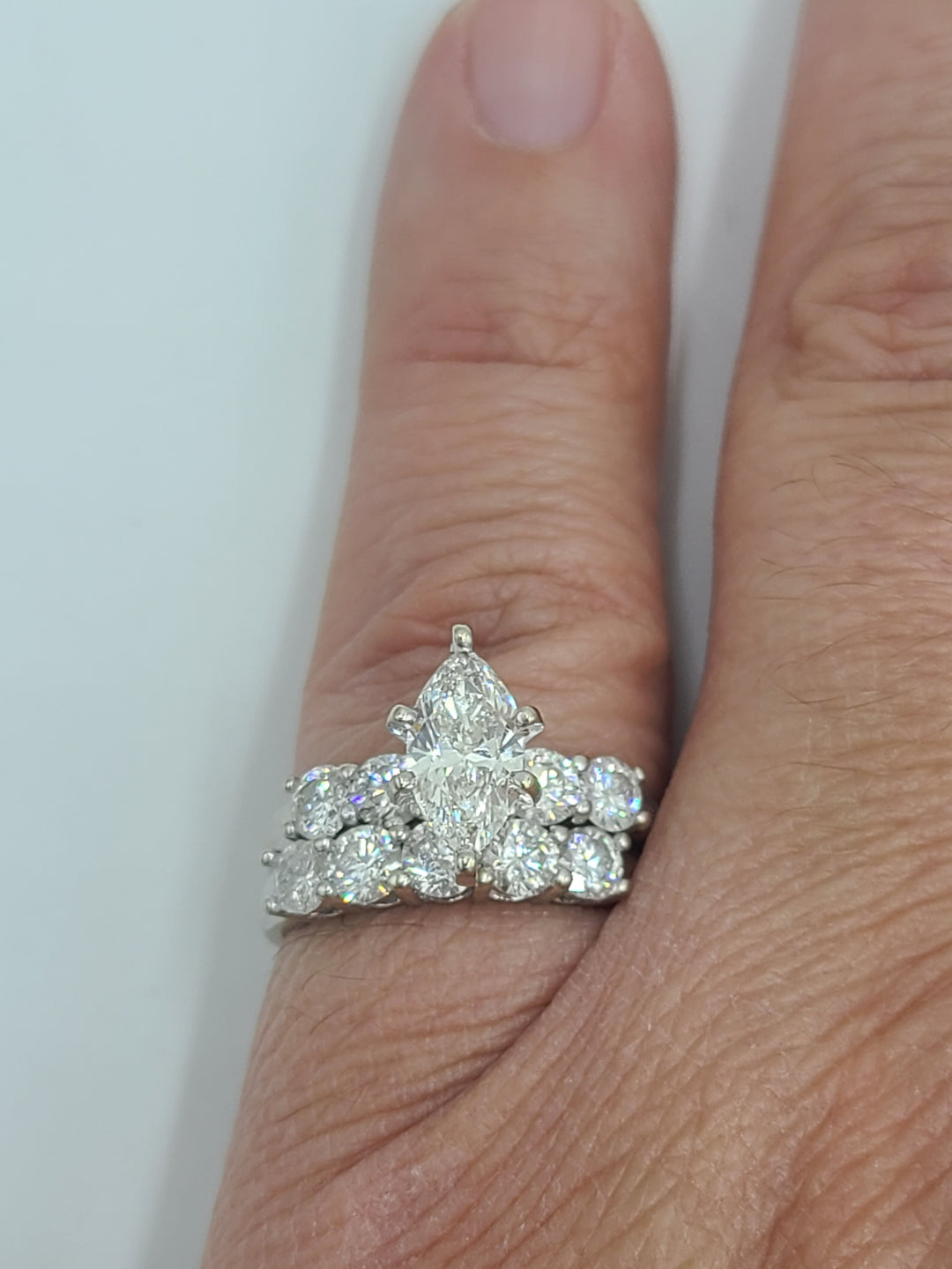 k745 Gorgeous 14kt White Gold Marquise Diamond Wedding Set