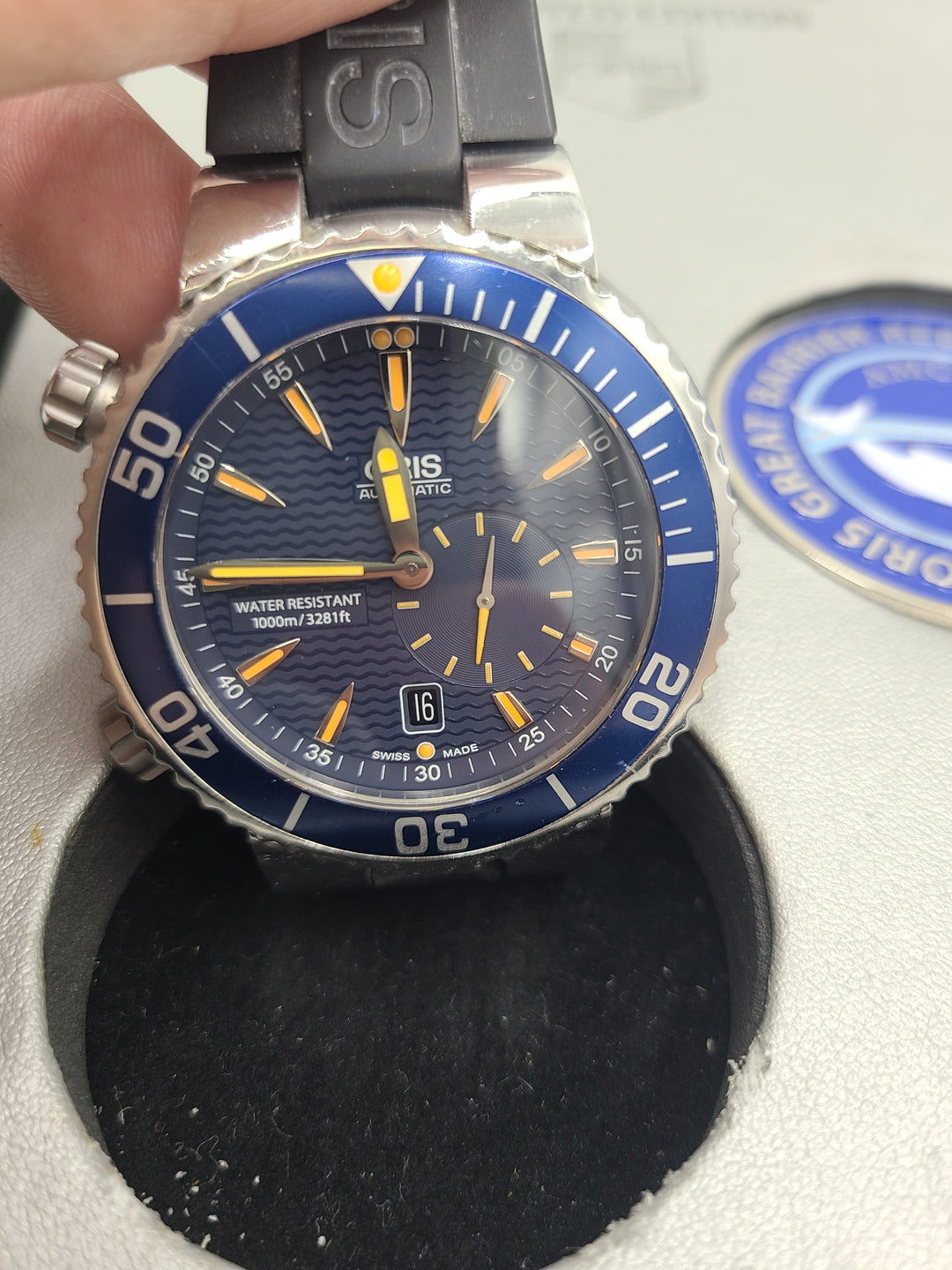 k752 Stylish Men's Great Barrier Reef Limited Edition Oris Automatic Wristwatch