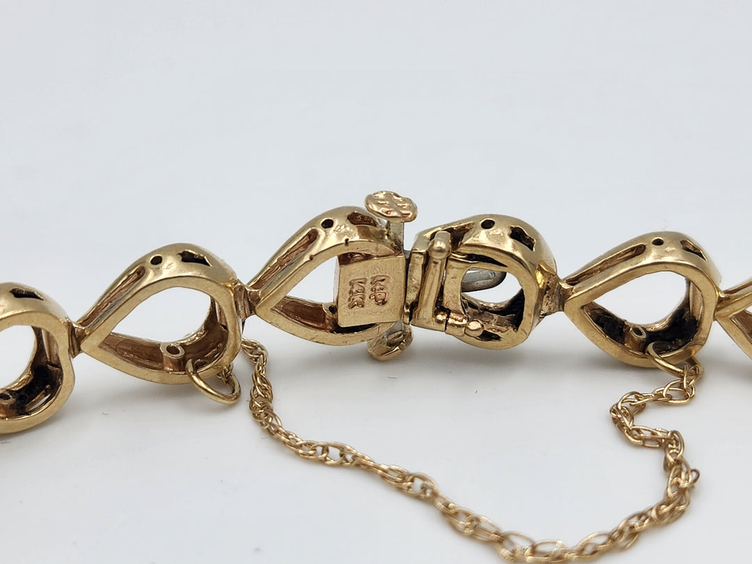 e670 Gorgeous 14kt Yellow Gold Teardrop Link .36cts Diamond Bracelet