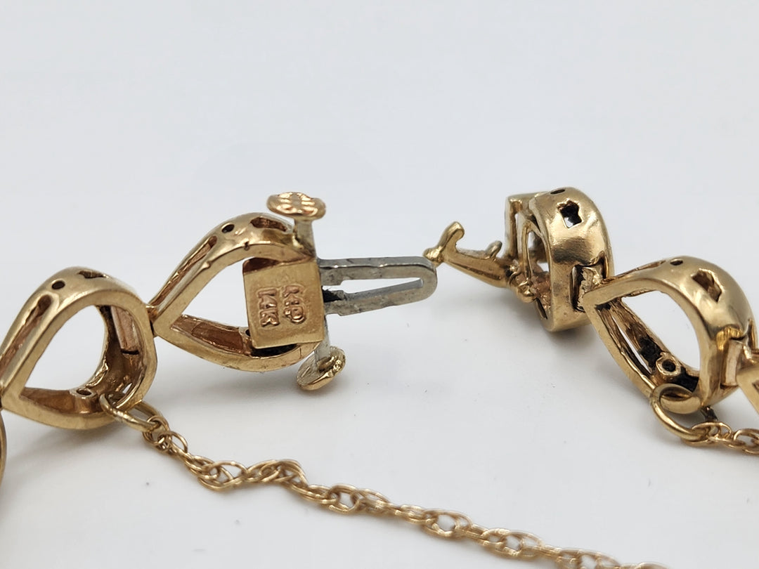 e670 Gorgeous 14kt Yellow Gold Teardrop Link .36cts Diamond Bracelet