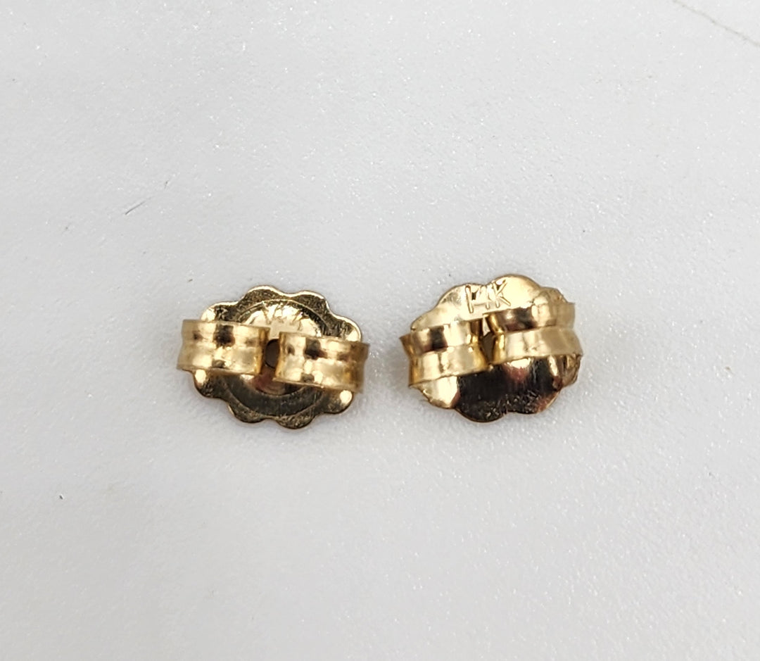 e384 Pretty Peridot and Cubic Zirconia Stud Earrings in 10kt Yellow Gold