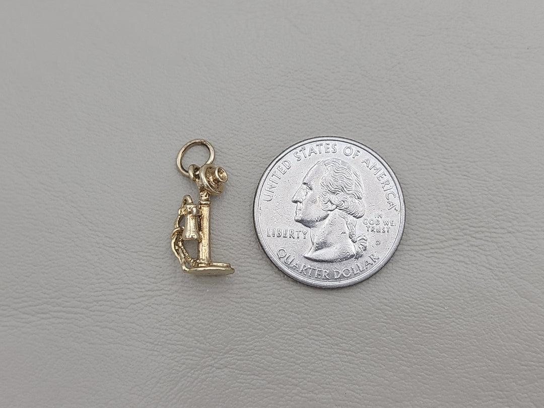 k855 Adorable Antique Phone Charm set in 14kt Yellow Gold