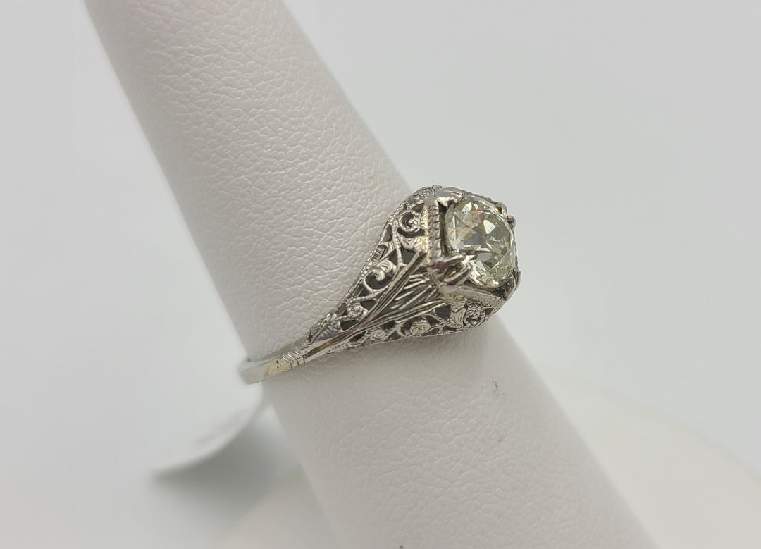t286 Lovely Vintage Filigree 1.12cts Diamond Engagement Ring