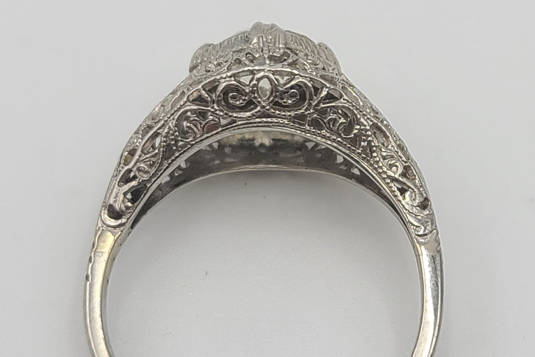 t286 Lovely Vintage Filigree 1.12cts Diamond Engagement Ring