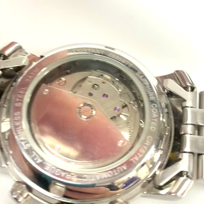 w064 Prague Men's Automatic Multi-Dial Wrist Watch Classic Two-tone Stainless