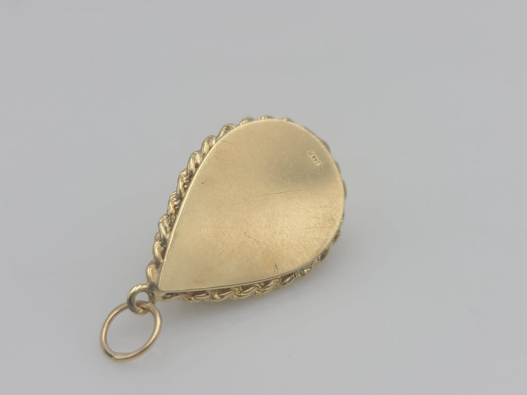 k924 Vintage 14kt Yellow Gold Purple Stone Locket Pendant