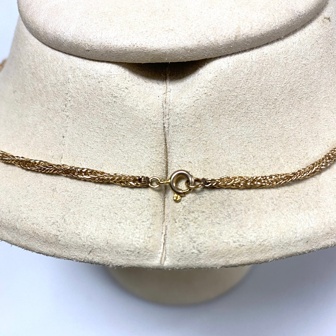 r502 Vintage 14K Yellow Gold Thick Wheat Style Chain Necklace 18" Long