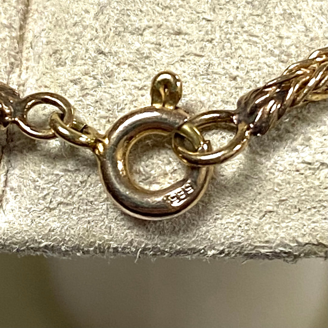 r502 Vintage 14K Yellow Gold Thick Wheat Style Chain Necklace 18" Long