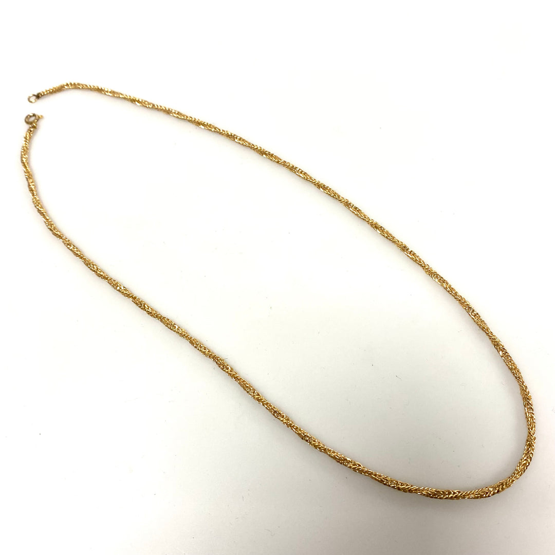 r502 Vintage 14K Yellow Gold Thick Wheat Style Chain Necklace 18" Long