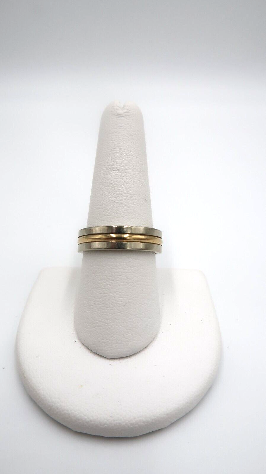 t525 14k White Yellow Gold Wedding Band Size 9,14k Band two tone gold,14k Wedding Band