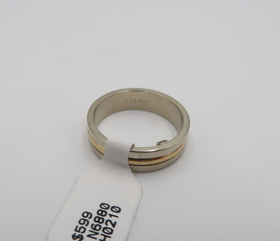 t525 14k White Yellow Gold Wedding Band Size 9,14k Band two tone gold,14k Wedding Band