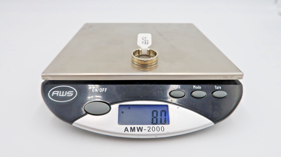 t525 14k White Yellow Gold Wedding Band Size 9,14k Band two tone gold,14k Wedding Band