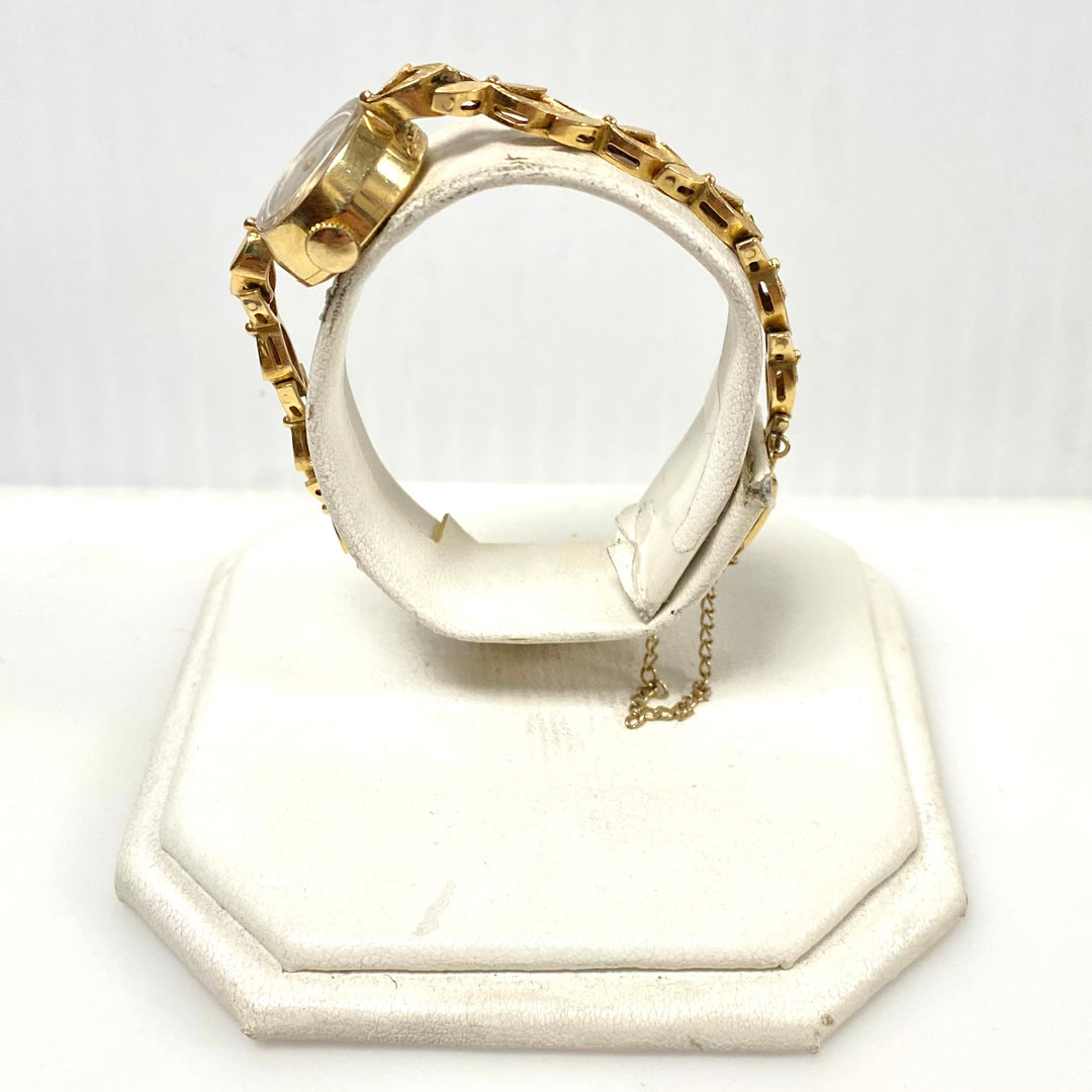 m759 Vintage 14kt Solid Yellow Gold Paul Breguette Ladies Wrist Watch Leaf-style Link Bracelet