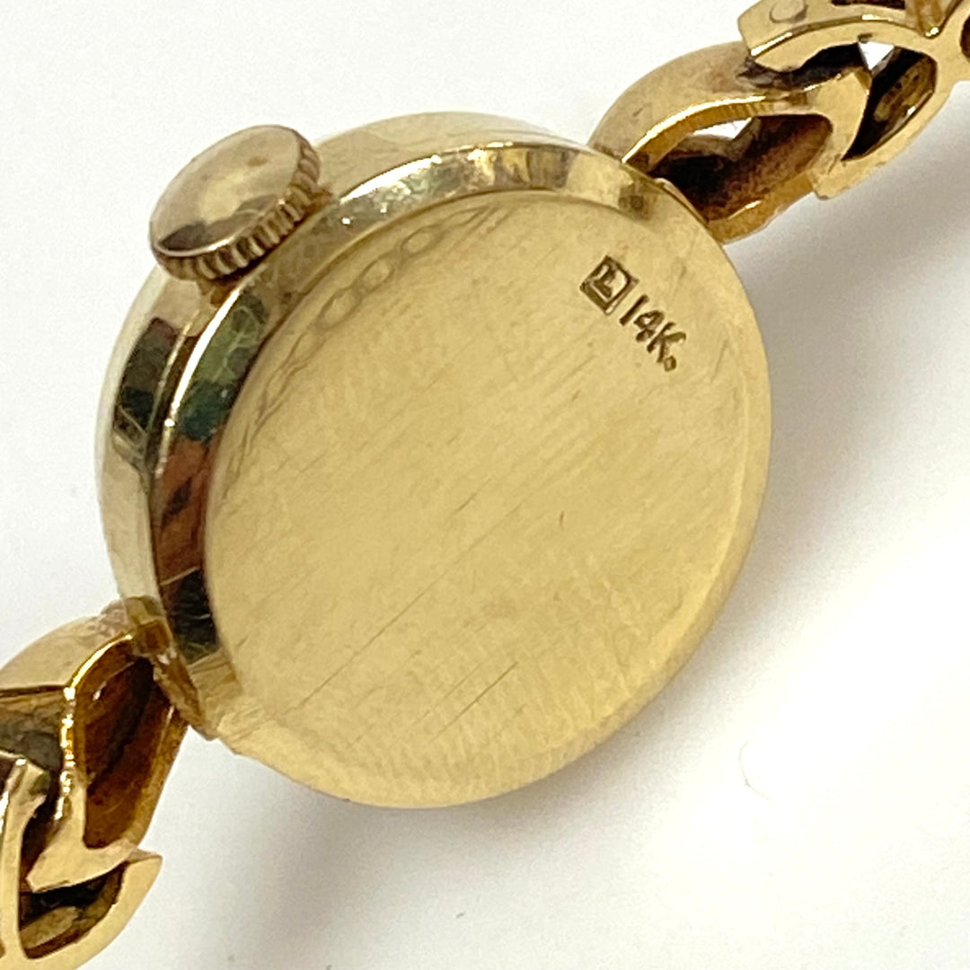 m759 Vintage 14kt Solid Yellow Gold Paul Breguette Ladies Wrist Watch Leaf-style Link Bracelet