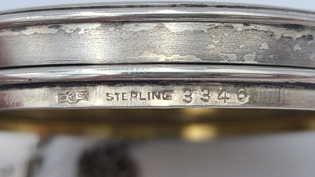 u935 Vintage LEW Sterling Silver Wristlet Compact 2Compartment Mirror Powder Box