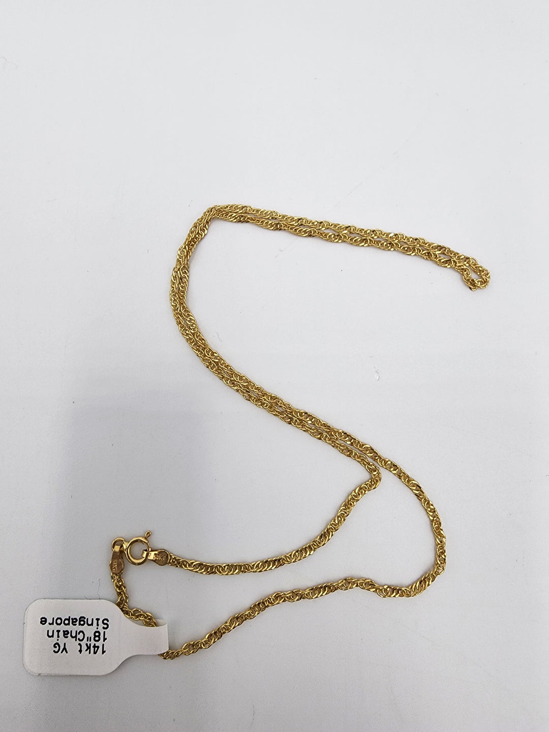 m721 Simple 18" Singapore Necklace in 14kt Yellow Gold