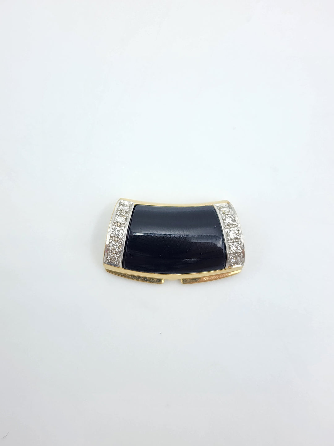 m725 Vintage 14kt Yellow Gold Onyx and Diamond Slide Pendant