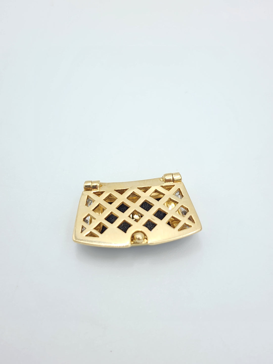 m725 Vintage 14kt Yellow Gold Onyx and Diamond Slide Pendant