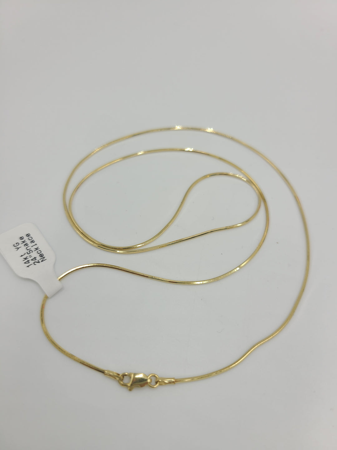 k729 Simple Unisex 14kt Yellow Gold 24" Mirrored Snake Necklace