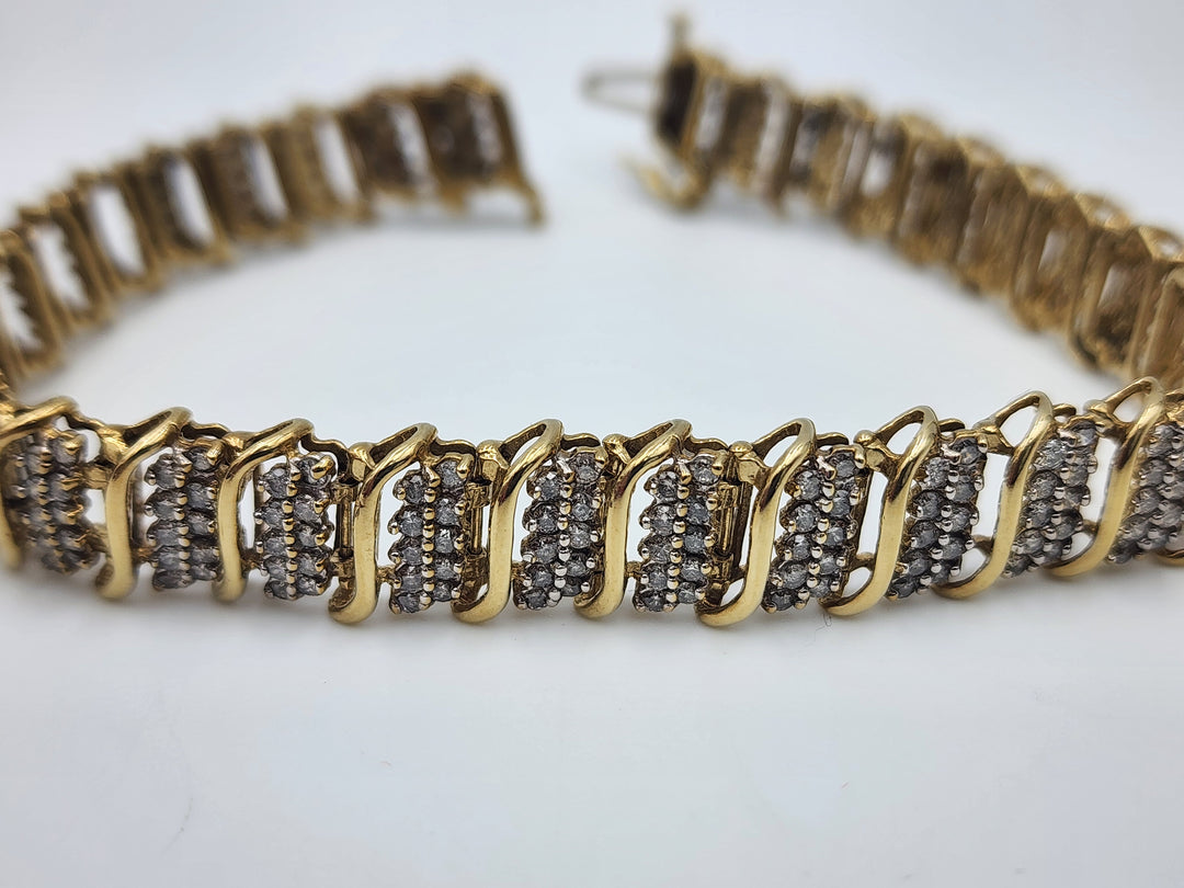 u977 Stunning Diamond Tennis Bracelet in 10kt Yellow Gold Over 3CTS!!