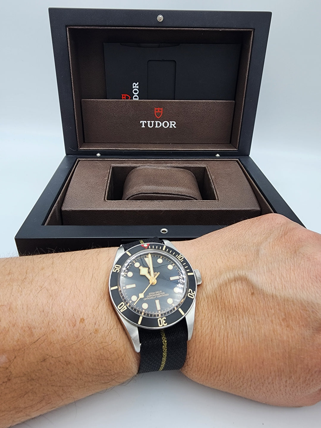 e667 Handsome Men's Tudor Black Bay 58 Automatic Wristwatch with Box and Papers