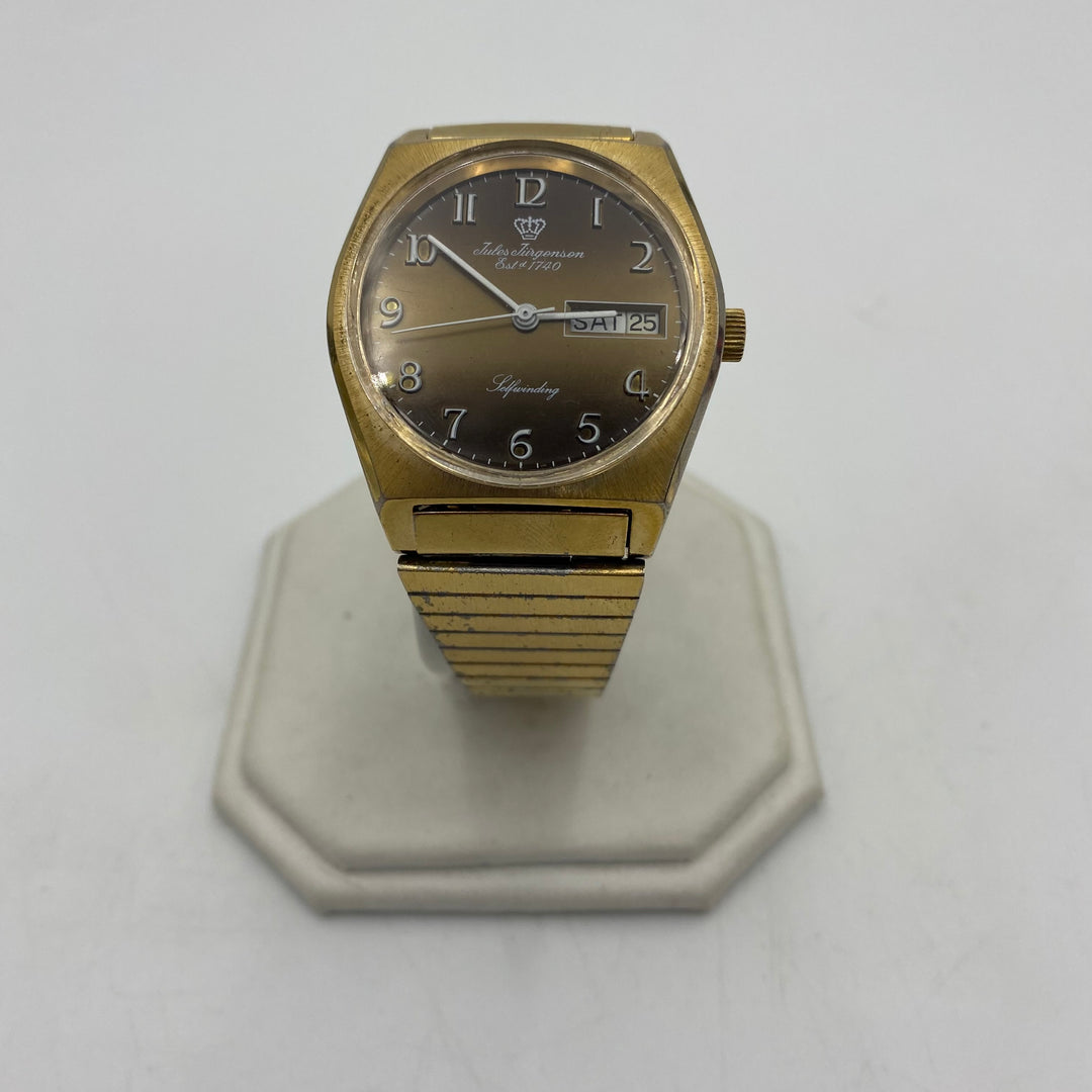 u305 Vintage Jules Jurgenson Automatic Stainless 17J Swiss Men's Wrist Watch