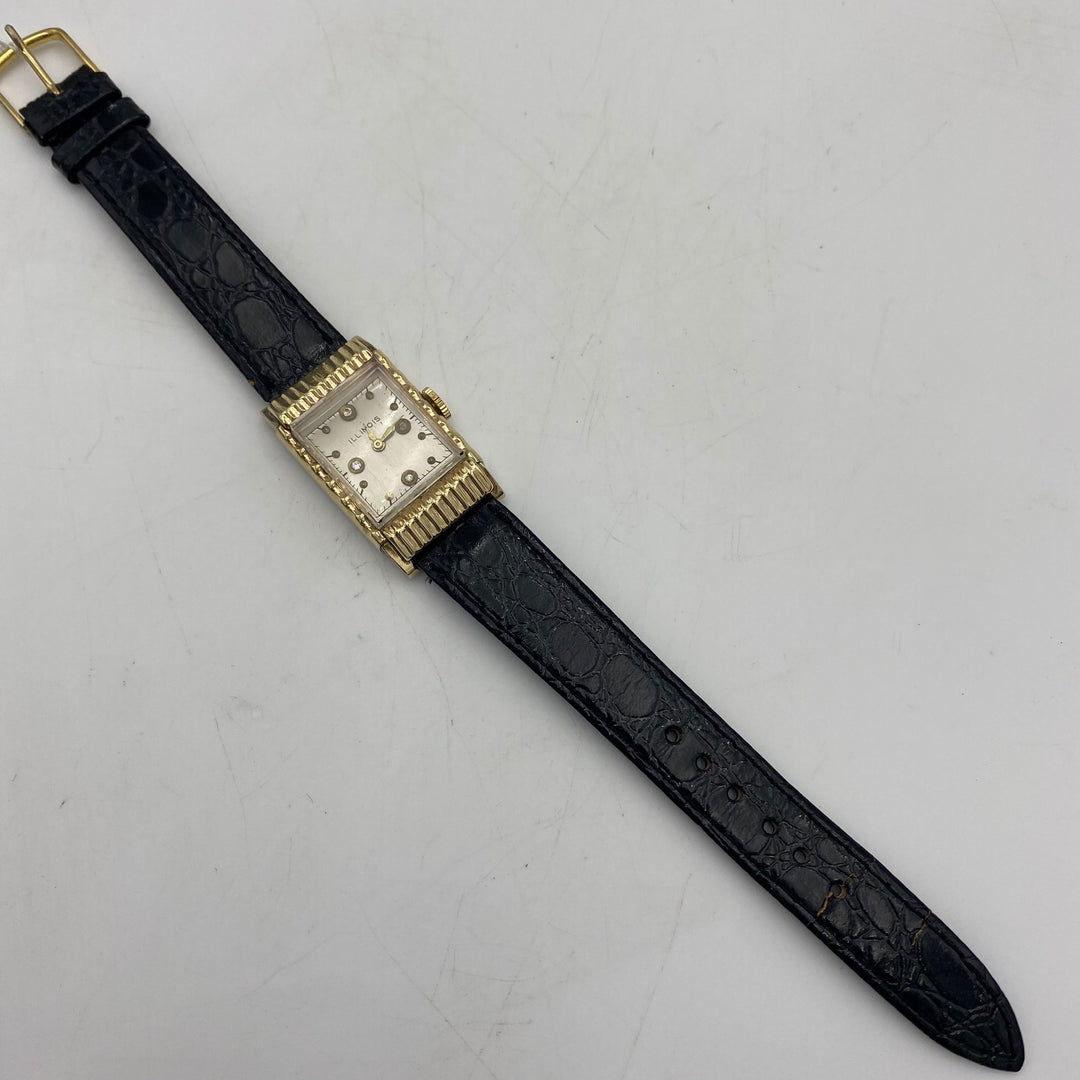 u307 Vintage Illinois USA 10K RGP Bezel Mechanical 15J Men's Wrist Watch