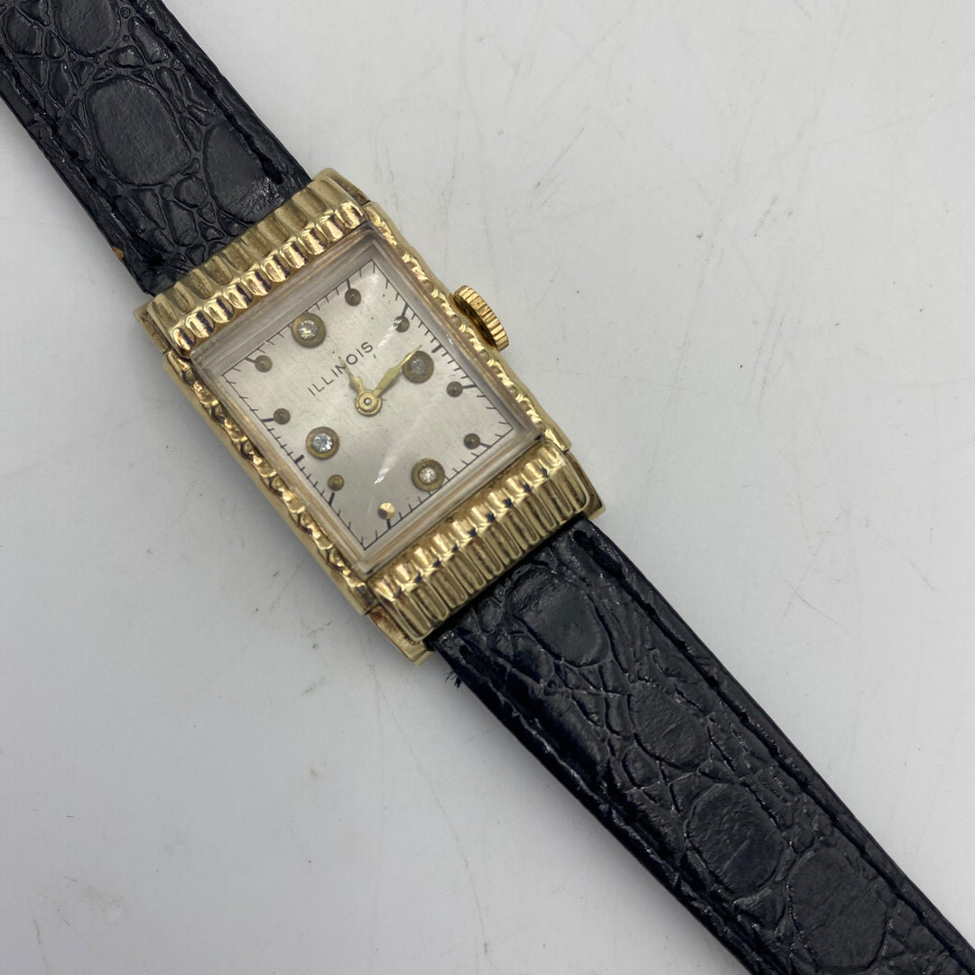 u307 Vintage Illinois USA 10K RGP Bezel Mechanical 15J Men's Wrist Watch