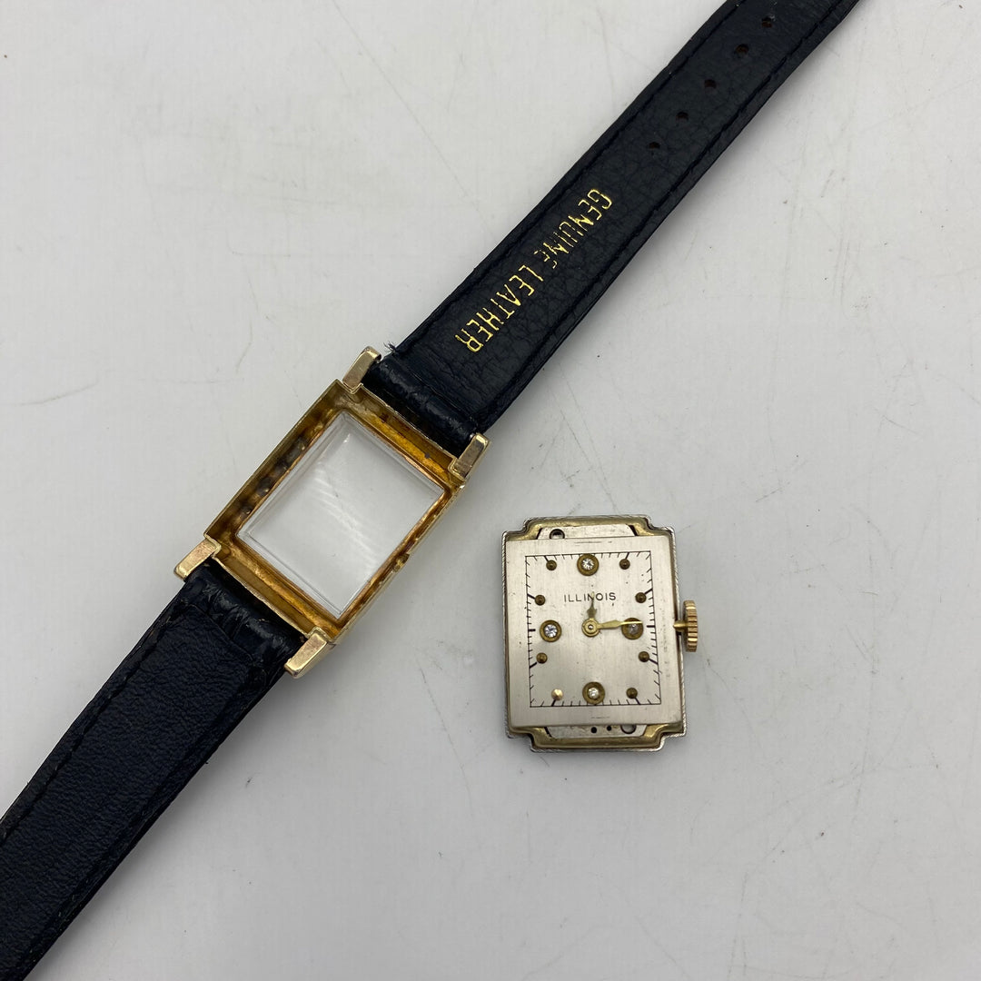 u307 Vintage Illinois USA 10K RGP Bezel Mechanical 15J Men's Wrist Watch