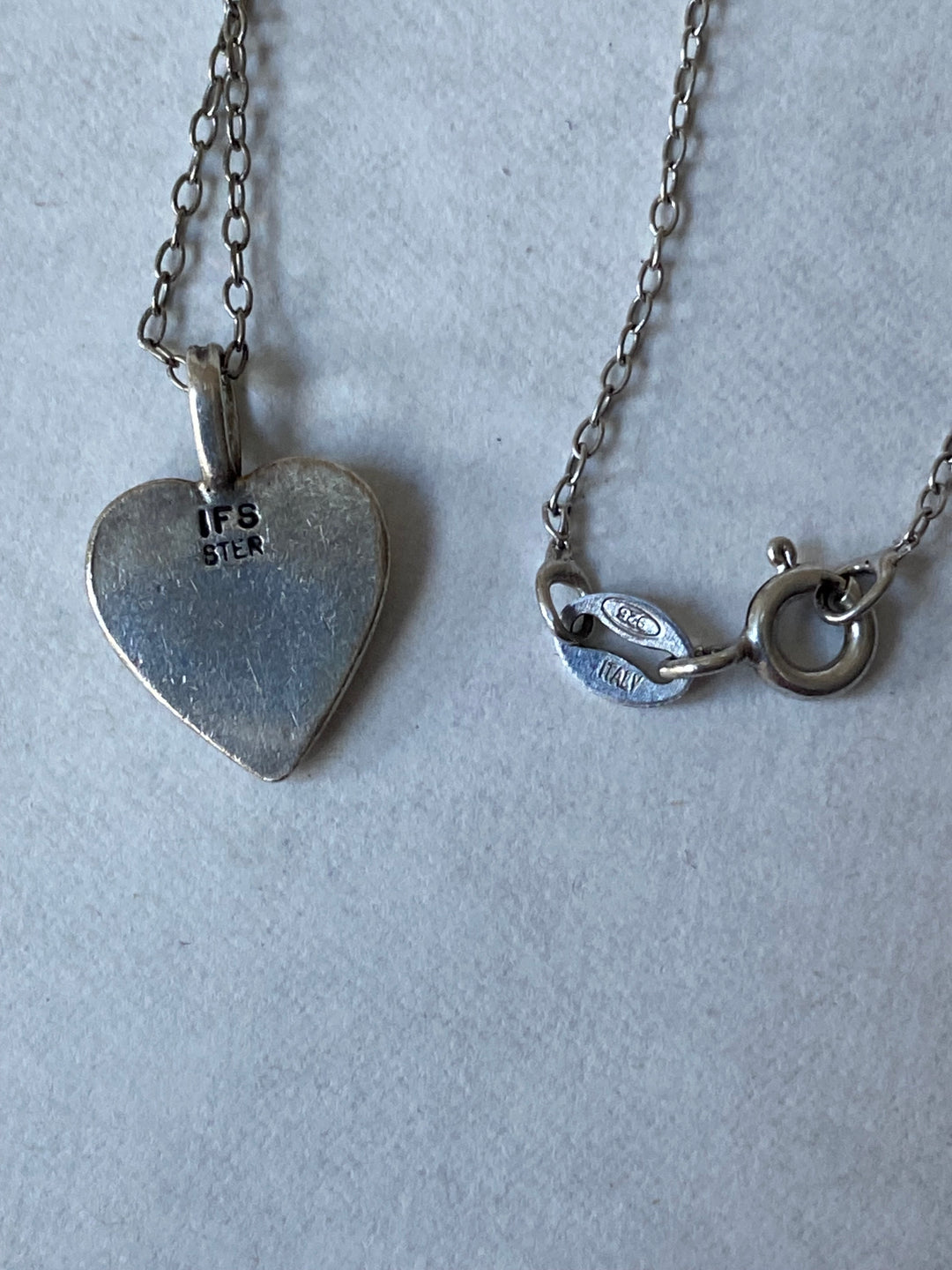 u339 Vintage Sterling Silver 925 Italy Heart Pendant Chain Necklace 18" Long