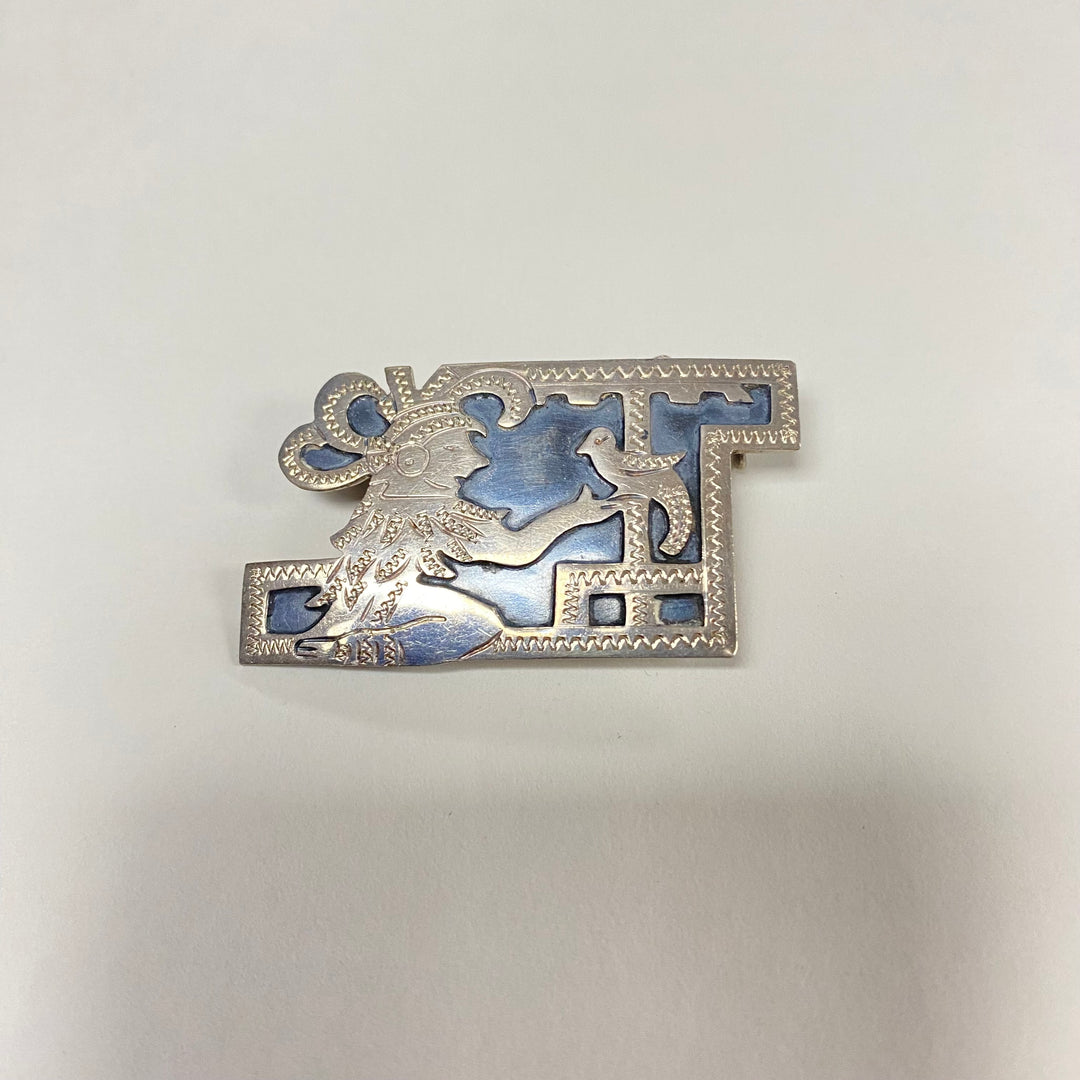u361 Vintage Sterling Silver 925 Guatemala Pin Brooch