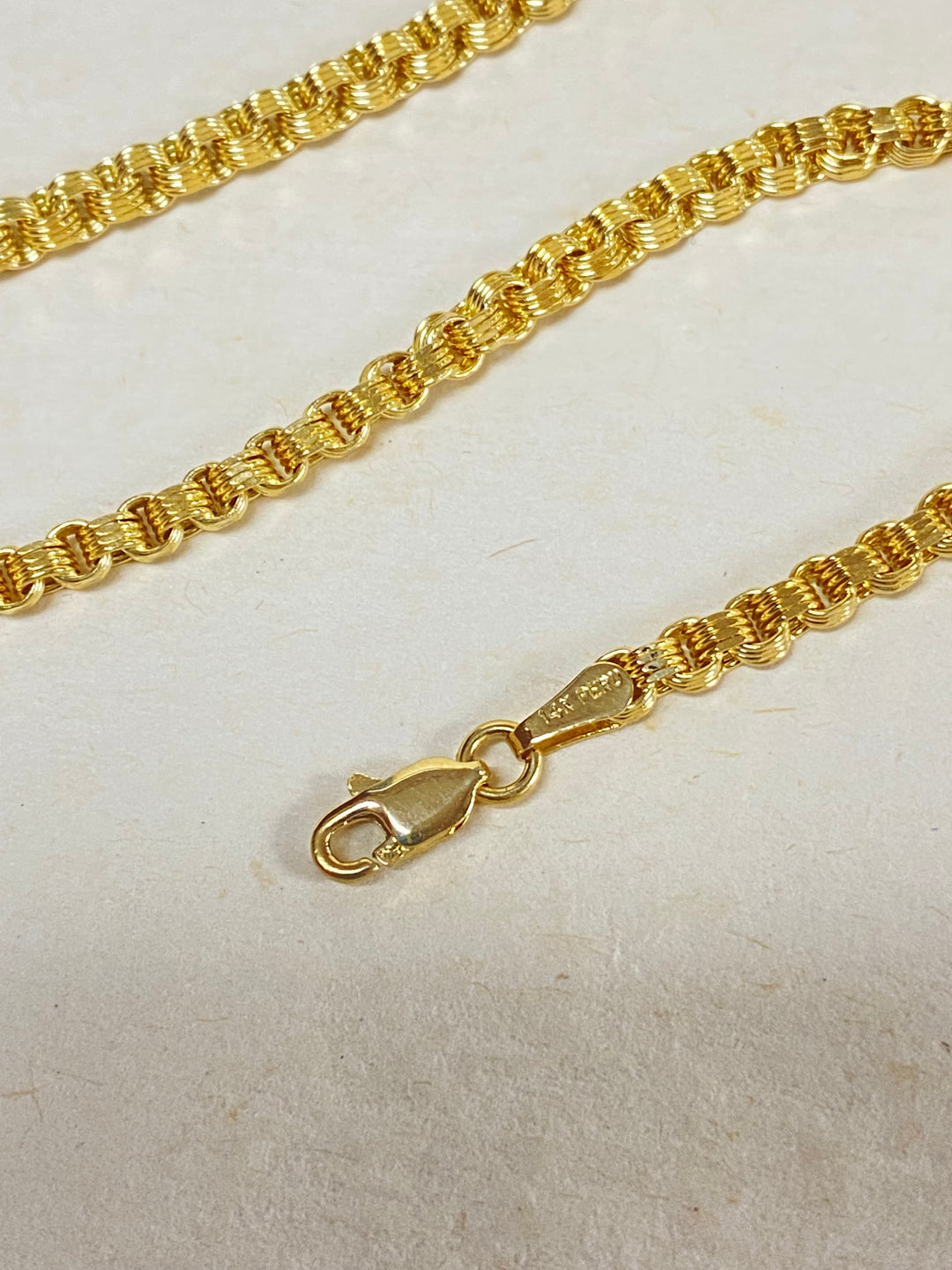 u370 Vintage 14K Yellow Gold Thick Alexander Link Chain Necklace 24" Long