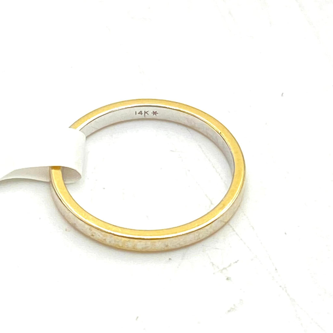 u374 Vintage White Yellow Gold Women's Men's Wedding Band Ring Size 4.75-5