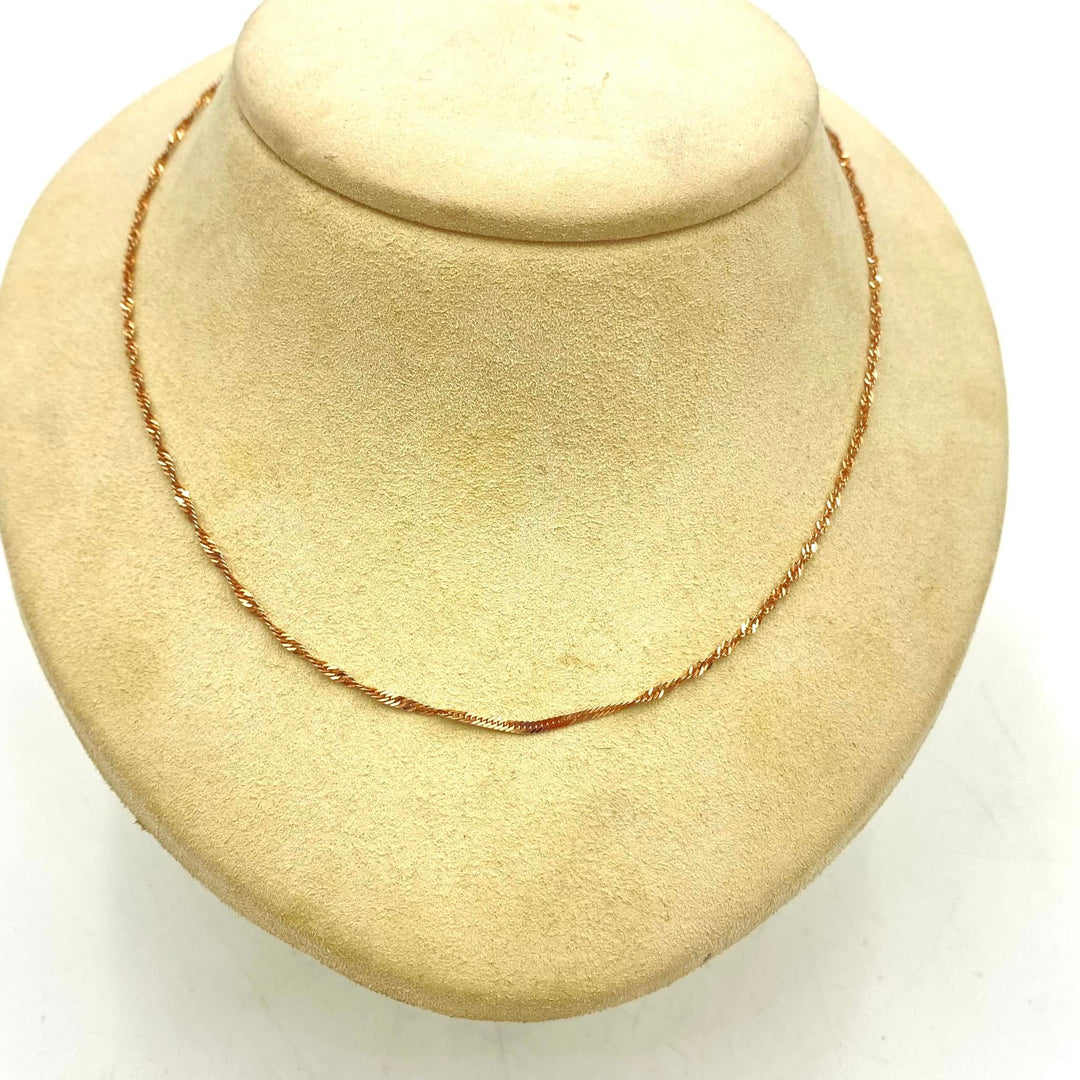 u384 Vintage Sterling Silver Gold Tone Link Chain Necklace 24" Long Adjustable