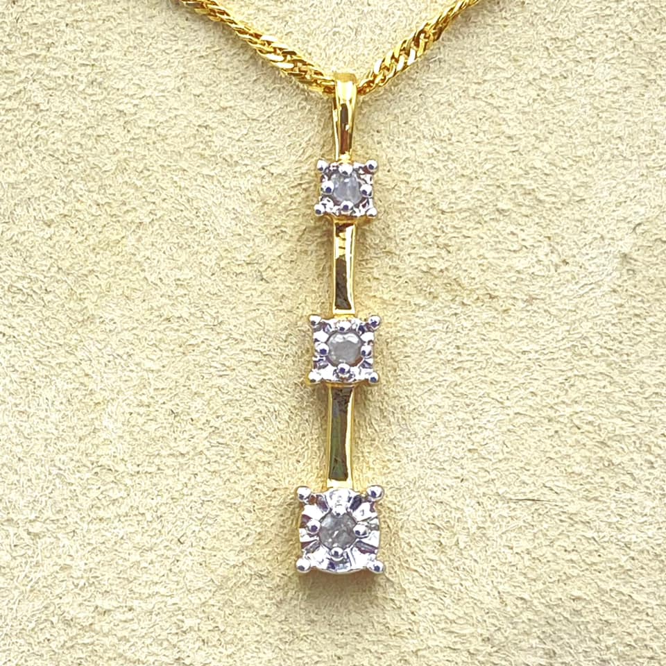 u385 Vintage Sterling Silver Gold Tone Pendant Link Chain Necklace 24" Long