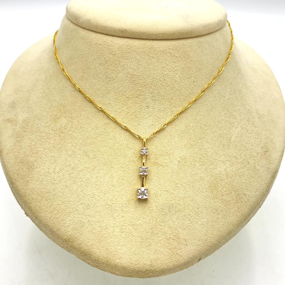 u385 Vintage Sterling Silver Gold Tone Pendant Link Chain Necklace 24" Long