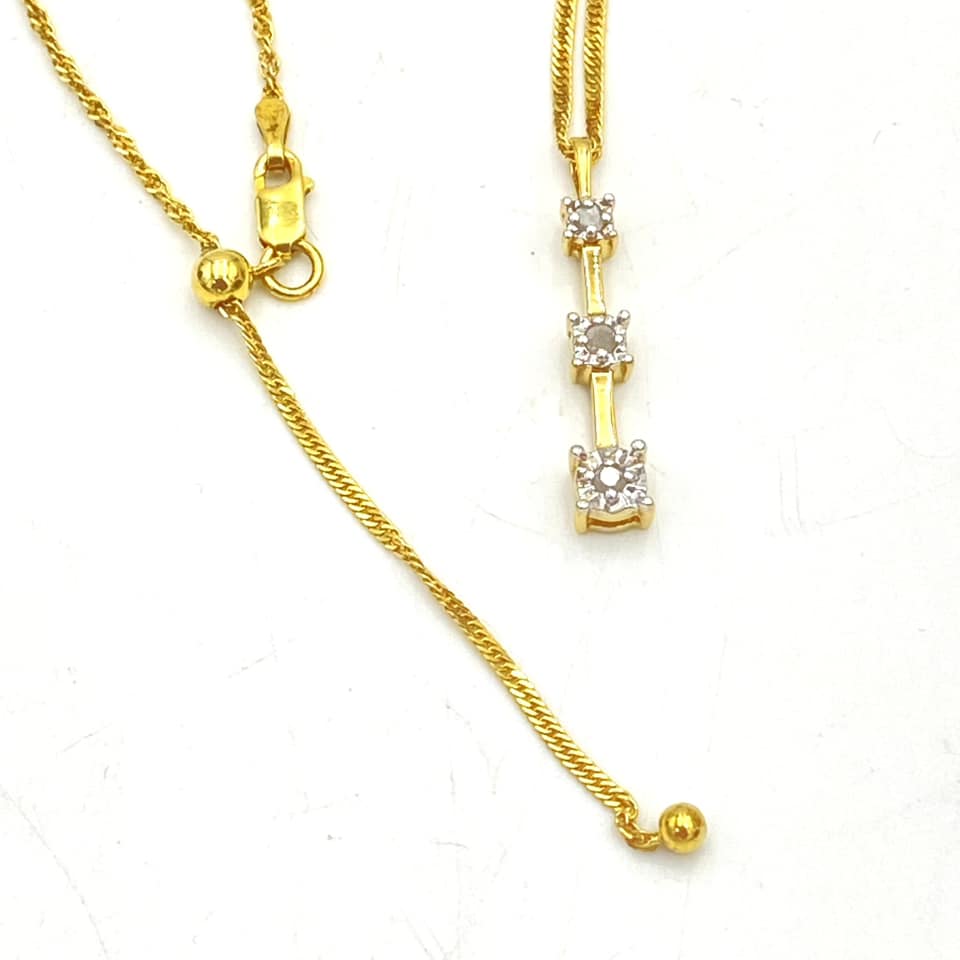 u385 Vintage Sterling Silver Gold Tone Pendant Link Chain Necklace 24" Long